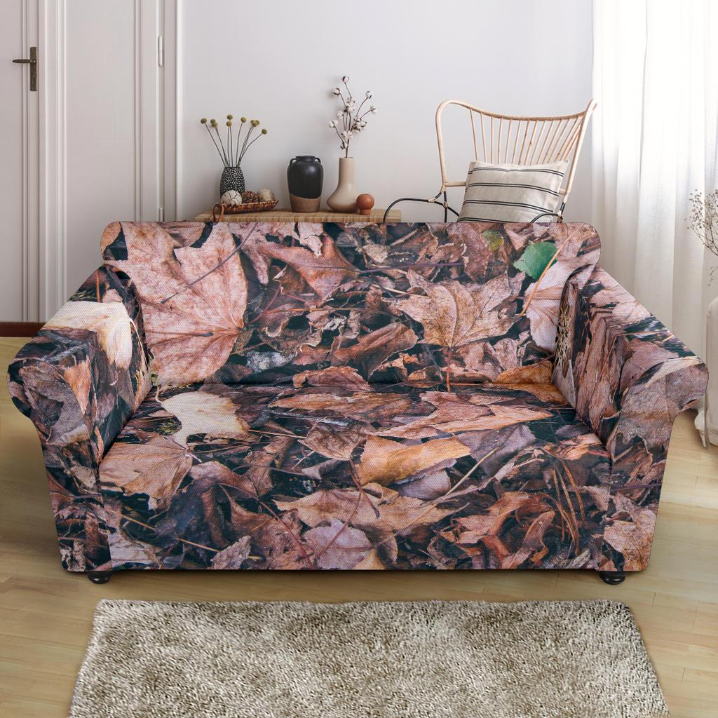 Camouflage Realistic Tree Leaf Print Loveseat Slipcover-JTAMIGO.COM