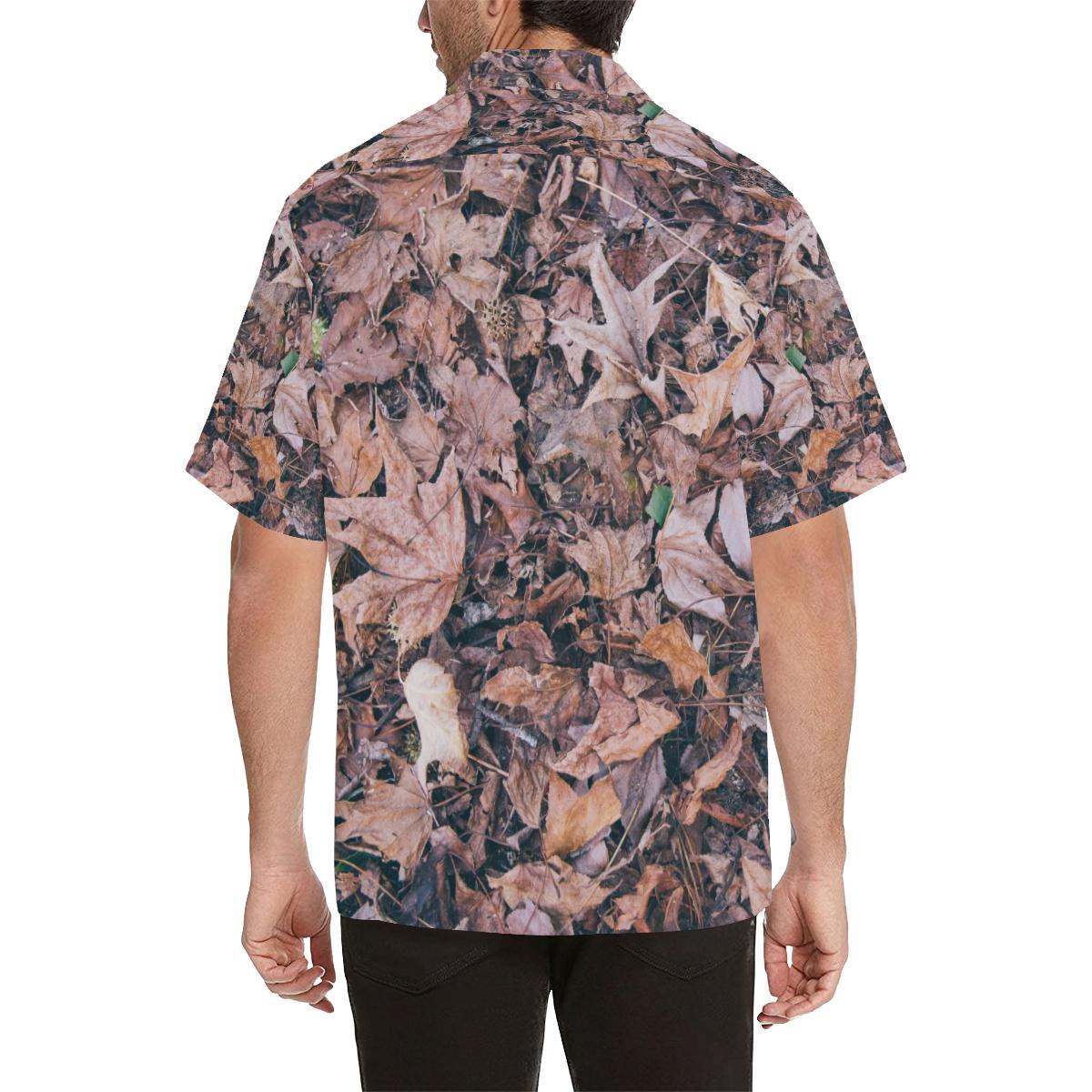 Camouflage Realistic Tree Leaf Print Men Aloha Hawaiian Shirt