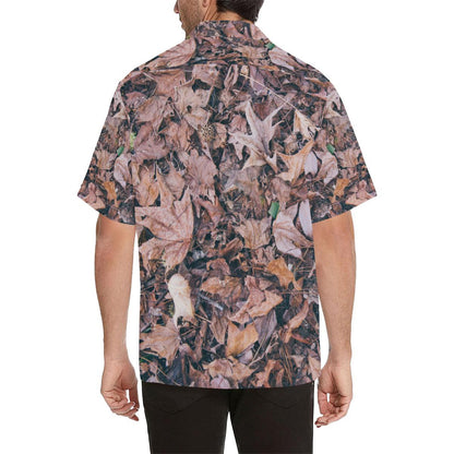 Camouflage Realistic Tree Leaf Print Men Aloha Hawaiian Shirt