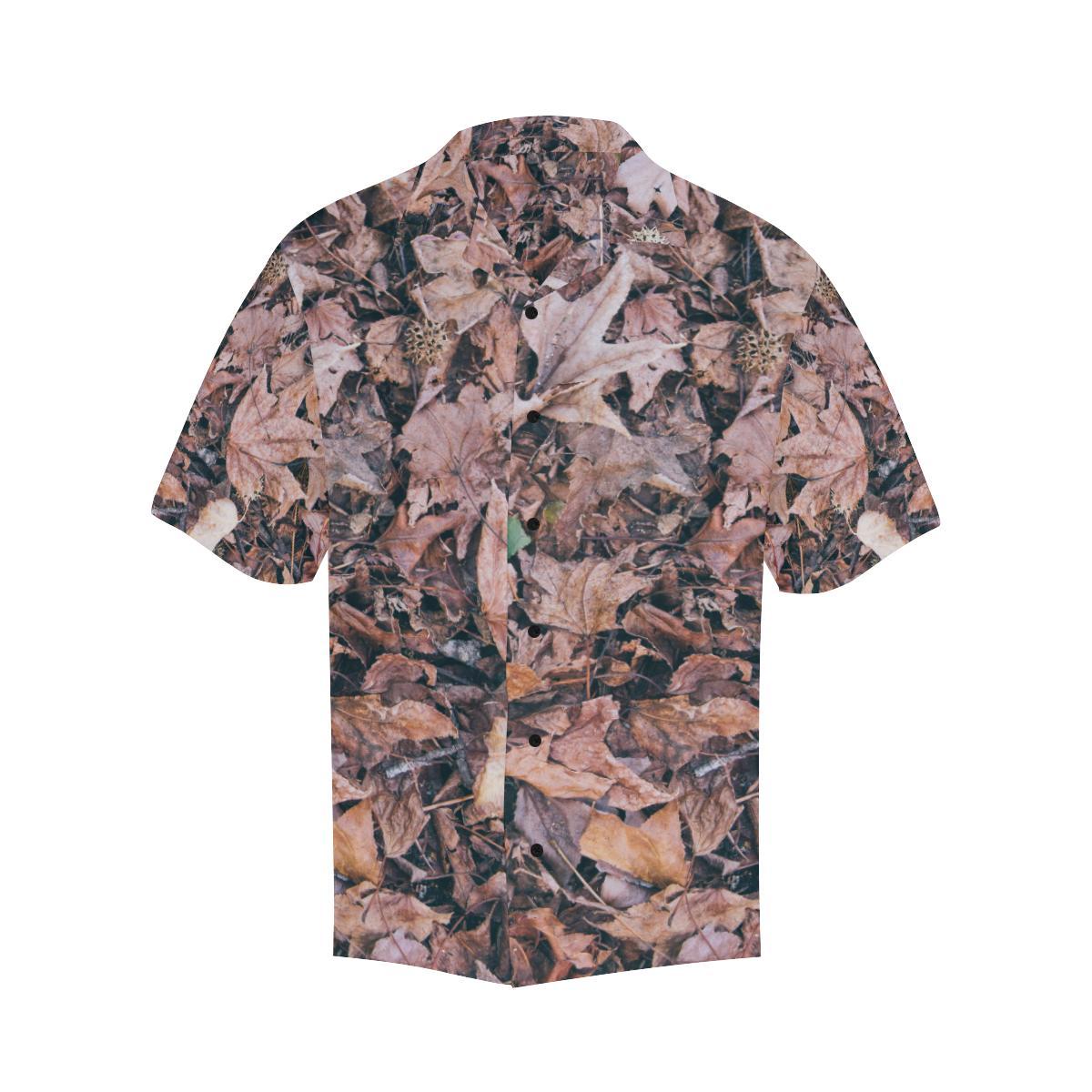 Camouflage Realistic Tree Leaf Print Men Aloha Hawaiian Shirt