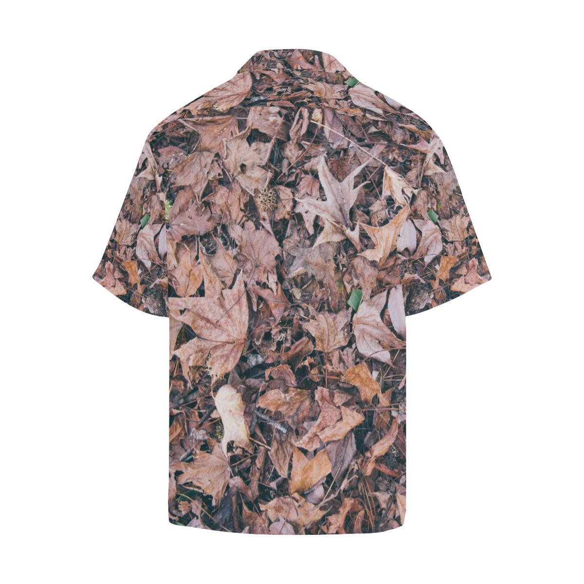 Camouflage Realistic Tree Leaf Print Men Aloha Hawaiian Shirt