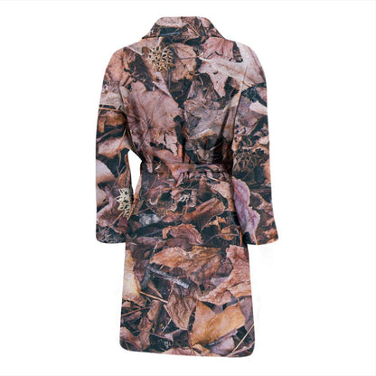 Camouflage Realistic Tree Leaf Print Men Bath Robe-JTAMIGO.COM