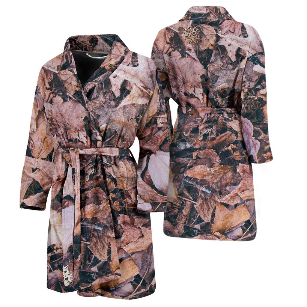 Camouflage Realistic Tree Leaf Print Men Bath Robe-JTAMIGO.COM