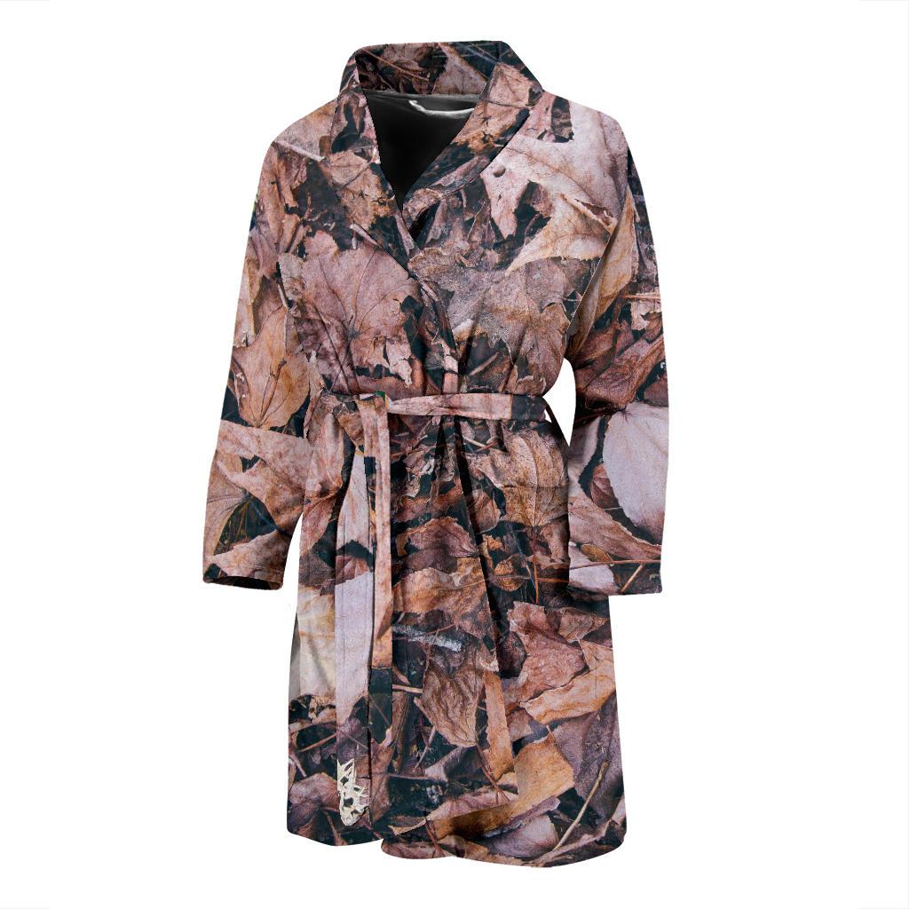 Camouflage Realistic Tree Leaf Print Men Bath Robe-JTAMIGO.COM