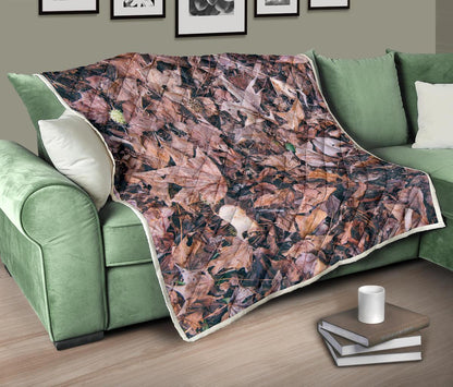 Camouflage Realistic Tree Leaf Print Premium Quilt-JTAMIGO.COM