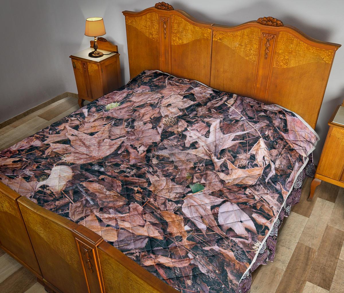 Camouflage Realistic Tree Leaf Print Premium Quilt-JTAMIGO.COM