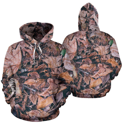Camouflage Realistic Tree Leaf Print Pullover Hoodie
