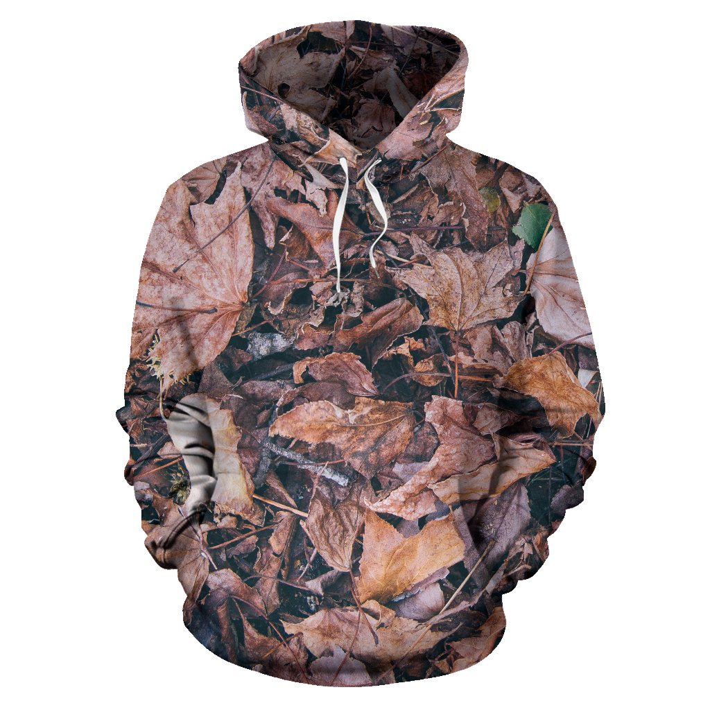 Camouflage Realistic Tree Leaf Print Pullover Hoodie