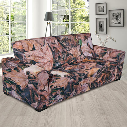 Camouflage Realistic Tree Leaf Print Sofa Slipcover-JTAMIGO.COM