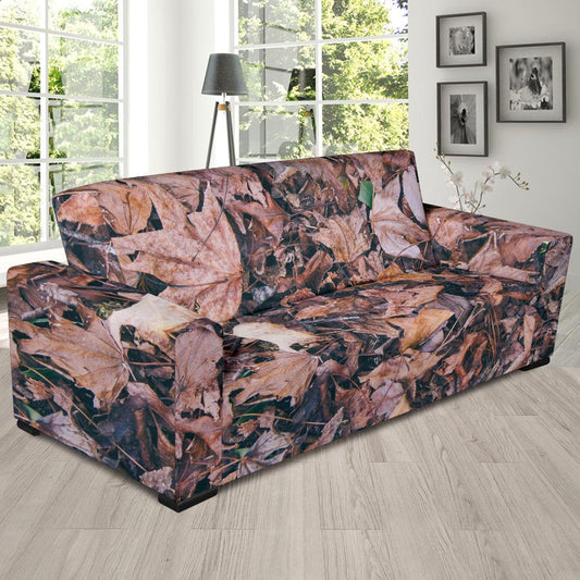 Camouflage Realistic Tree Leaf Print Sofa Slipcover-JTAMIGO.COM