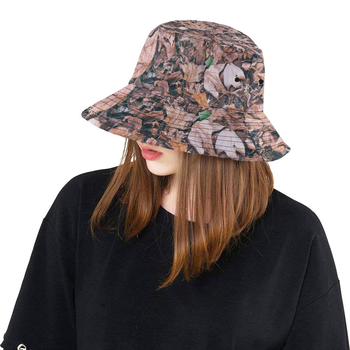 Camouflage Realistic Tree Leaf Print Unisex Bucket Hat