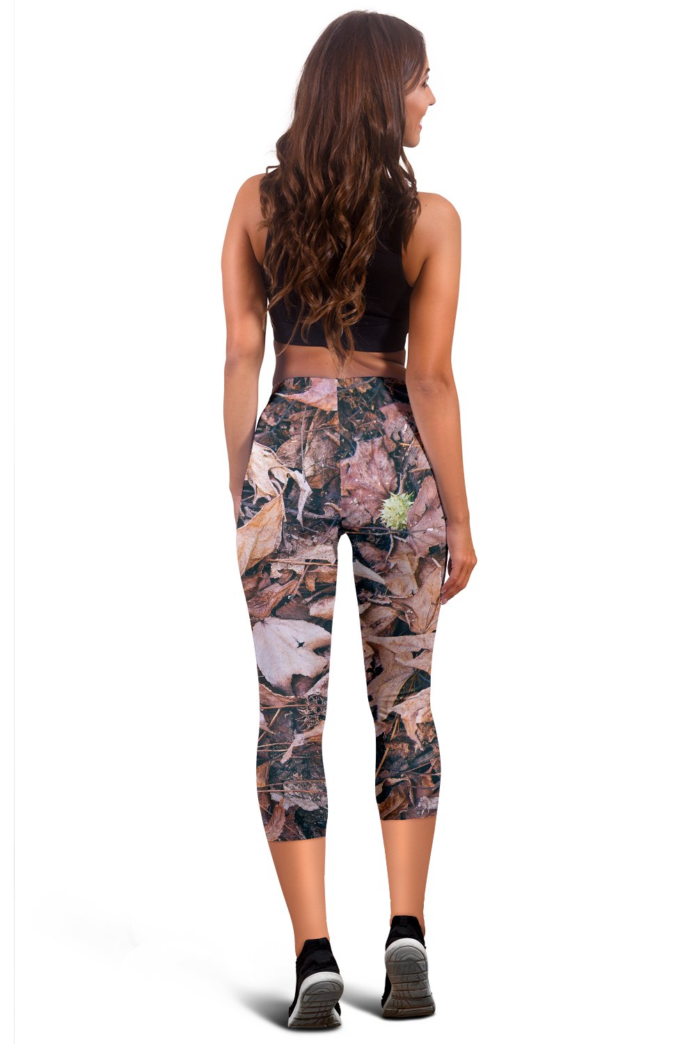 Camouflage Realistic Tree Leaf Print Women Capris