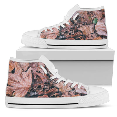 Camouflage Realistic Tree Leaf Print Women High Top Shoes