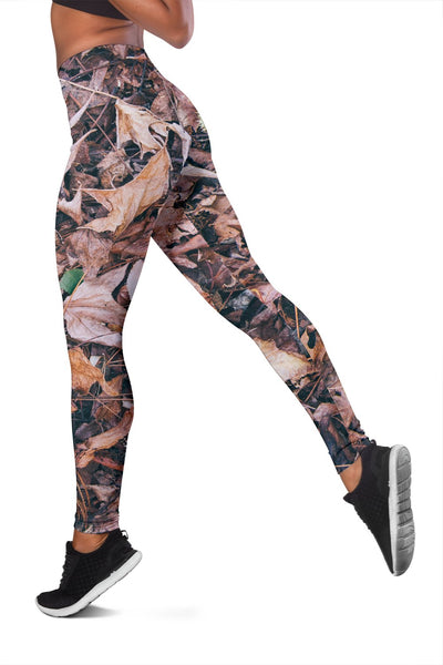 Camouflage Realistic Tree Leaf Print Women Leggings
