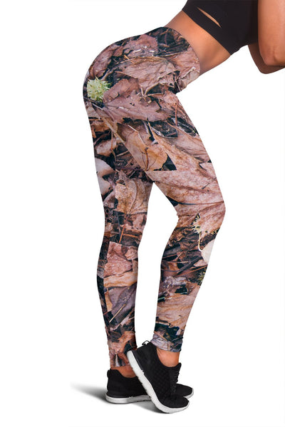 Camouflage Realistic Tree Leaf Print Women Leggings