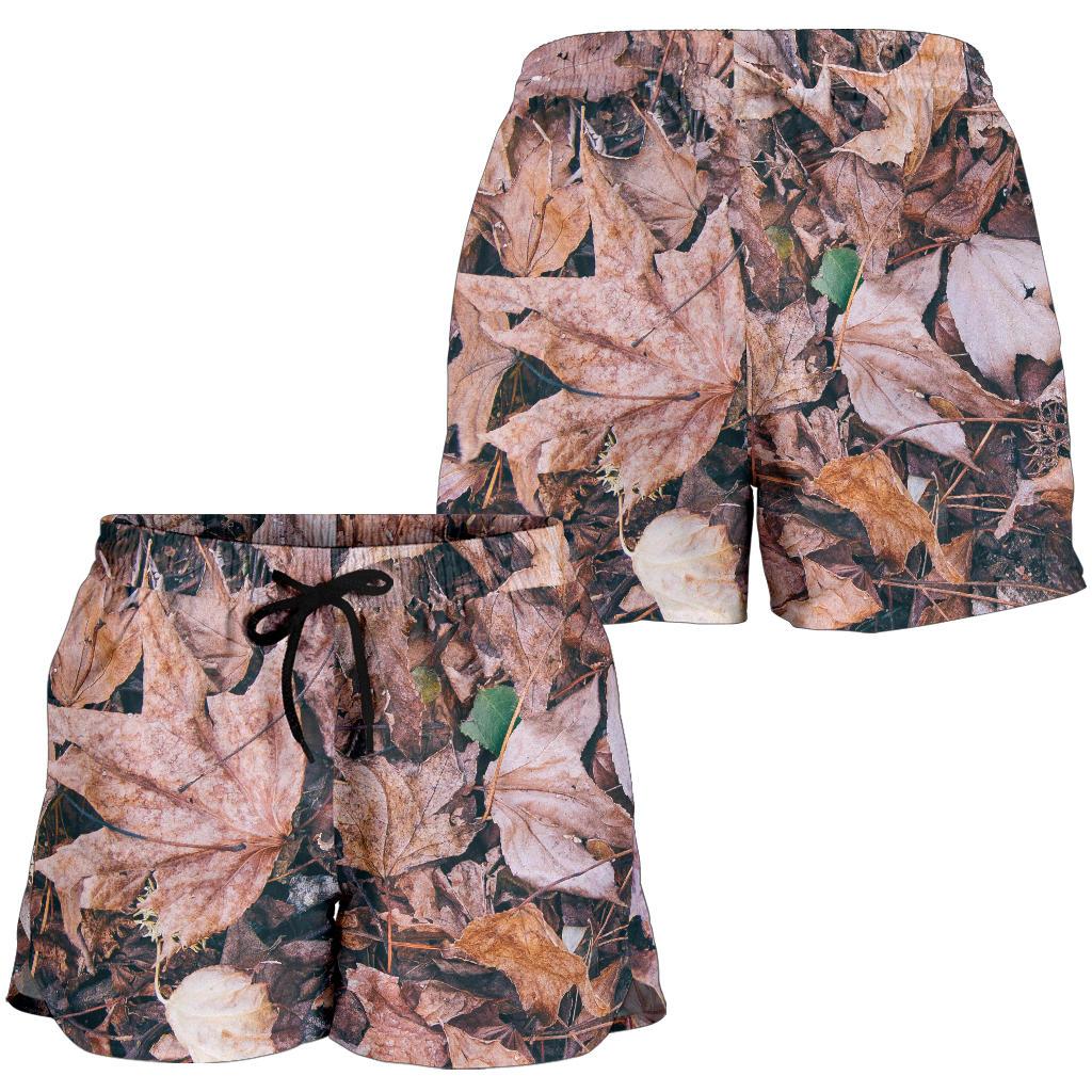 Camouflage Realistic Tree Leaf Print Women Shorts-JTAMIGO.COM