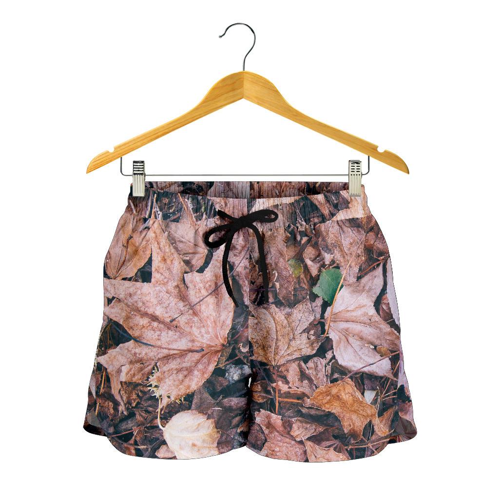 Camouflage Realistic Tree Leaf Print Women Shorts-JTAMIGO.COM