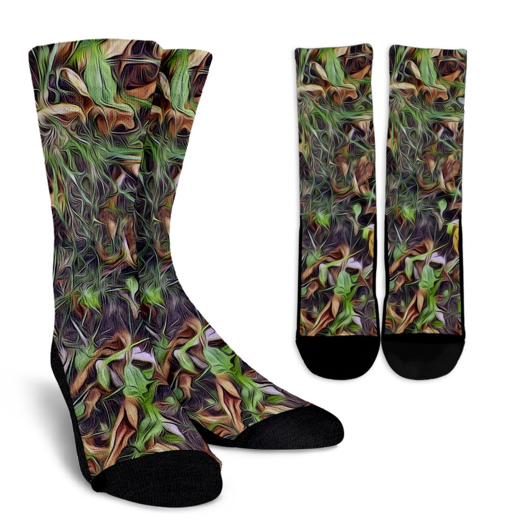 Camouflage Realistic Tree Print Crew Socks