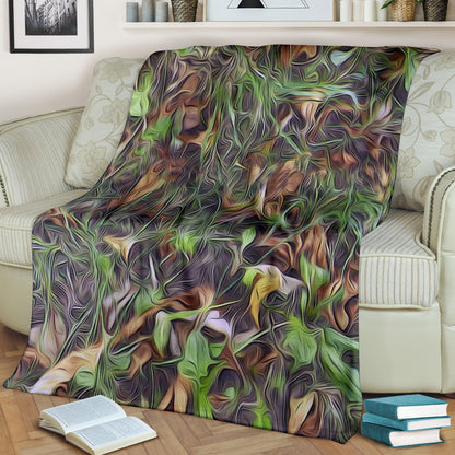 Camouflage Realistic Tree Print Fleece Blanket