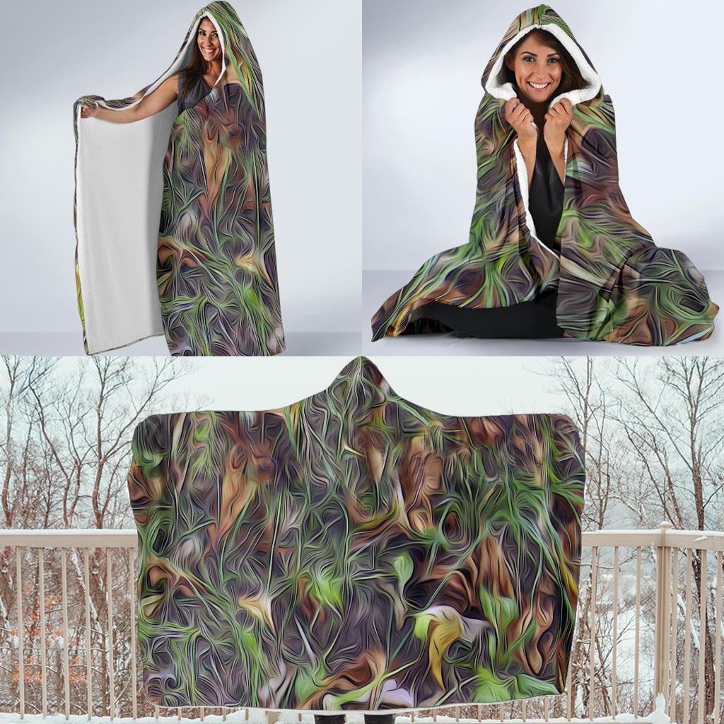 Camouflage Realistic Tree Print Hooded Blanket-JTAMIGO.COM