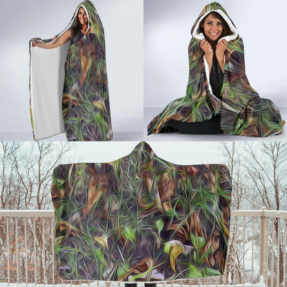 Camouflage Realistic Tree Print Hooded Blanket-JTAMIGO.COM