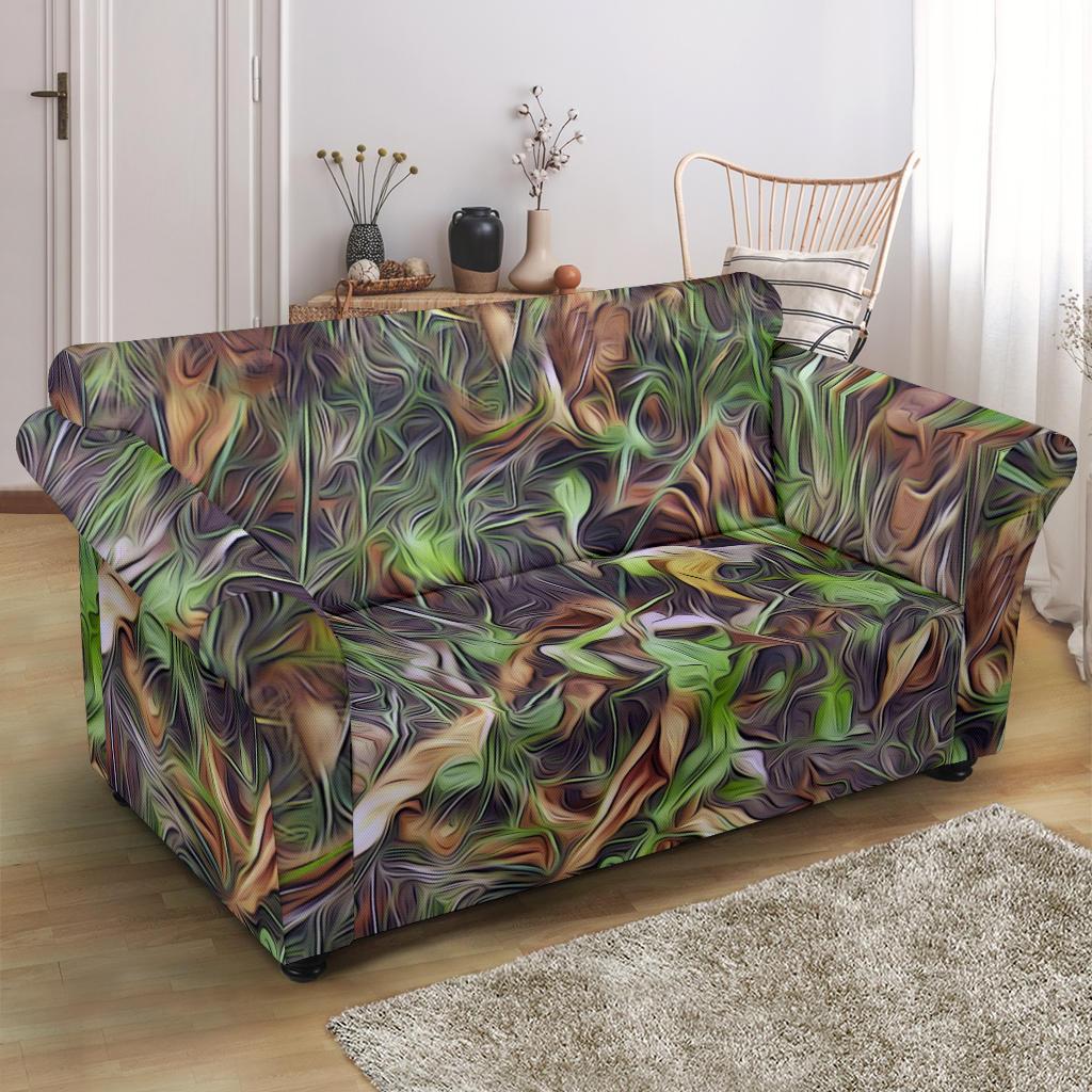Camouflage Realistic Tree Print Loveseat Slipcover-JTAMIGO.COM
