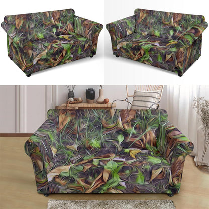 Camouflage Realistic Tree Print Loveseat Slipcover-JTAMIGO.COM