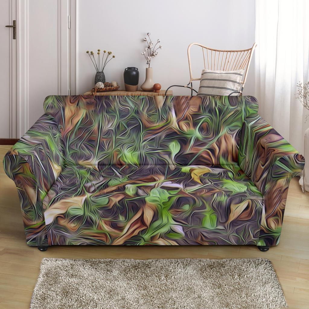 Camouflage Realistic Tree Print Loveseat Slipcover-JTAMIGO.COM