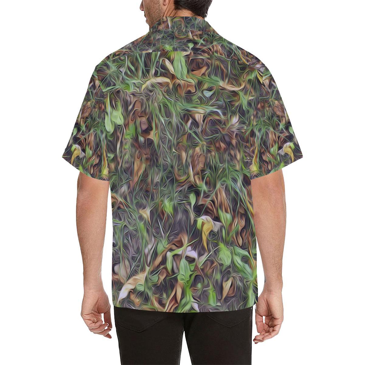 Camouflage Realistic Tree Print Men Aloha Hawaiian Shirt
