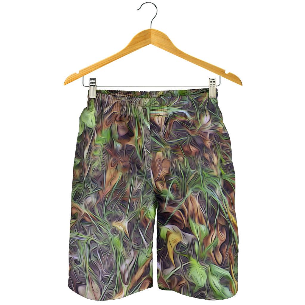 Camouflage Realistic Tree Print Mens Shorts-JTAMIGO.COM