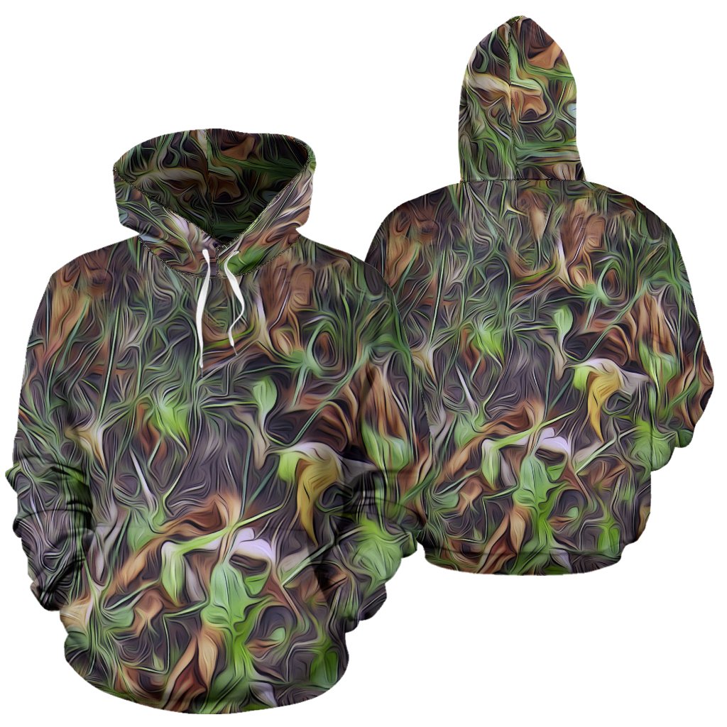 Camouflage Realistic Tree Print Pullover Hoodie