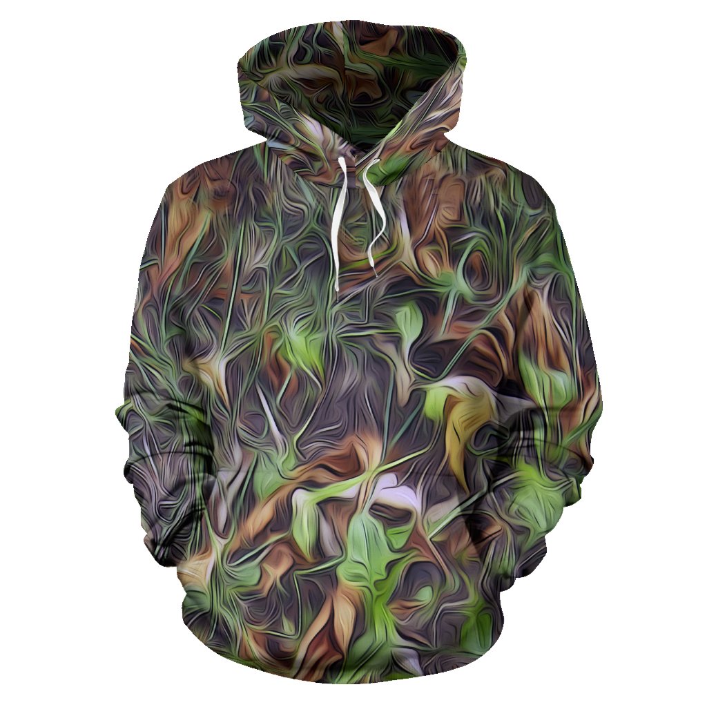 Camouflage Realistic Tree Print Pullover Hoodie