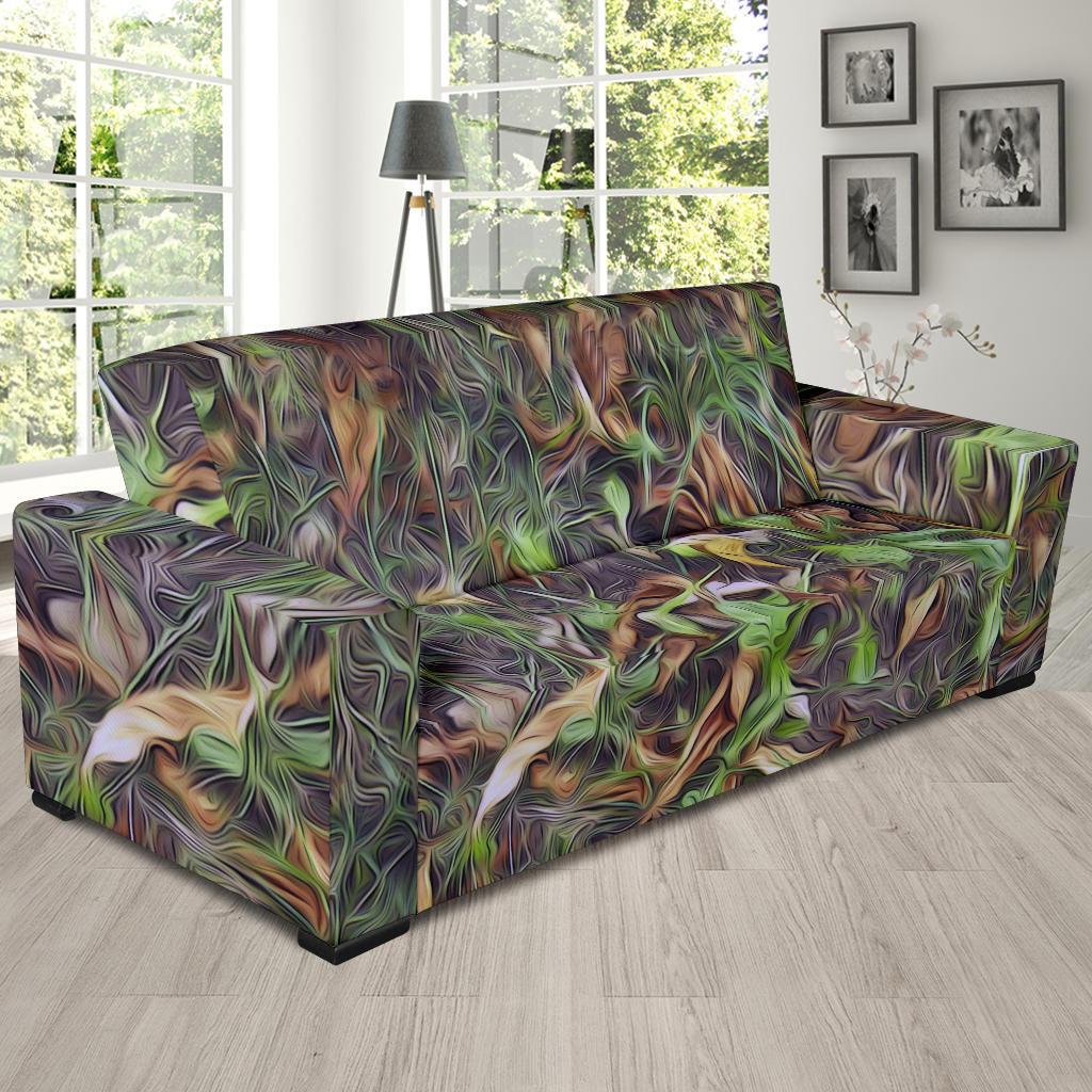 Camouflage Realistic Tree Print Sofa Slipcover-JTAMIGO.COM