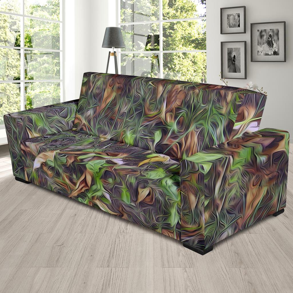 Camouflage Realistic Tree Print Sofa Slipcover-JTAMIGO.COM