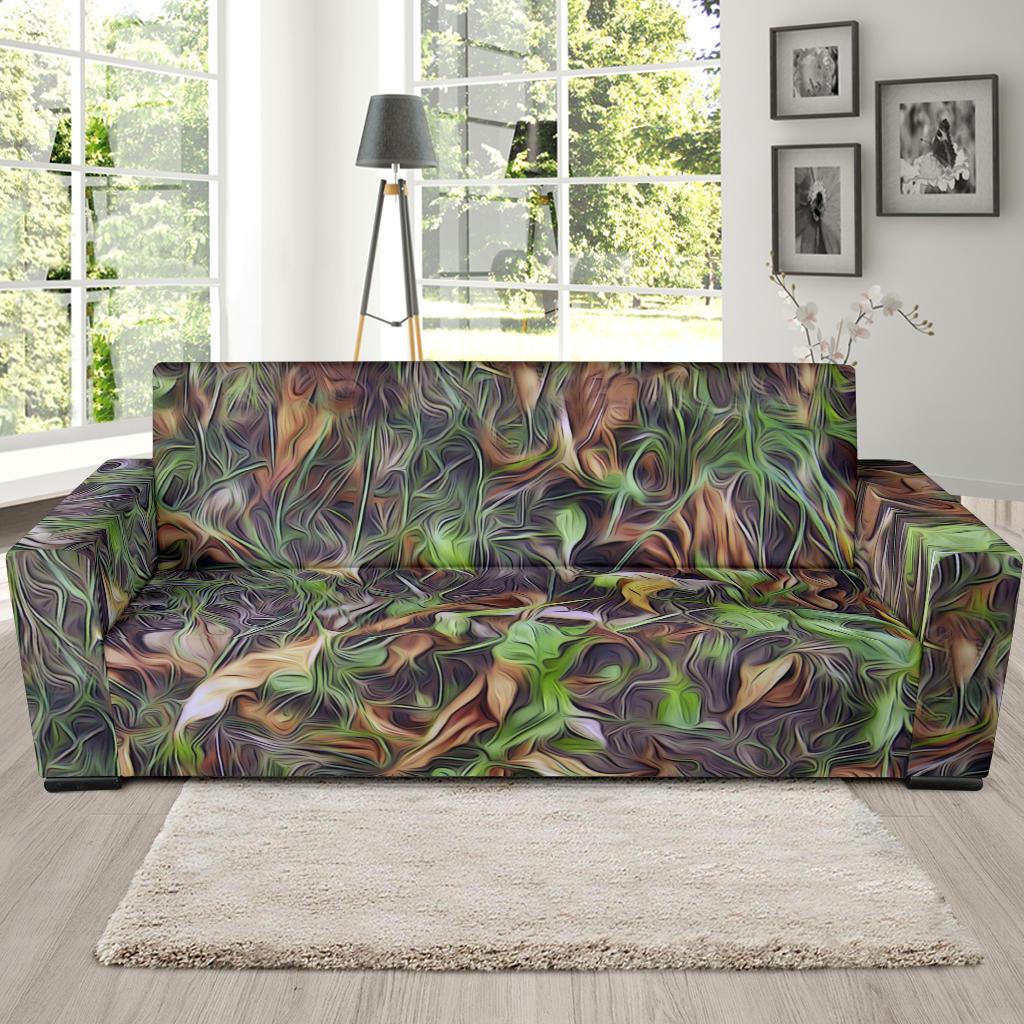 Camouflage Realistic Tree Print Sofa Slipcover-JTAMIGO.COM