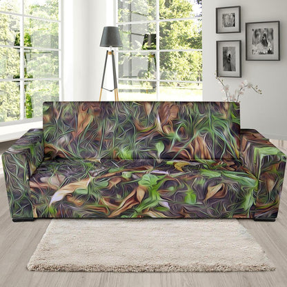 Camouflage Realistic Tree Print Sofa Slipcover-JTAMIGO.COM