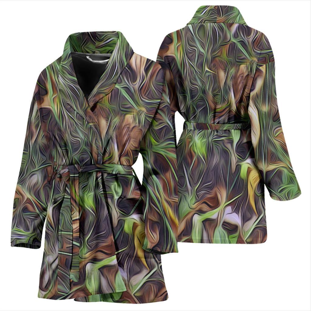 Camouflage Realistic Tree Print Women Bath Robe-JTAMIGO.COM