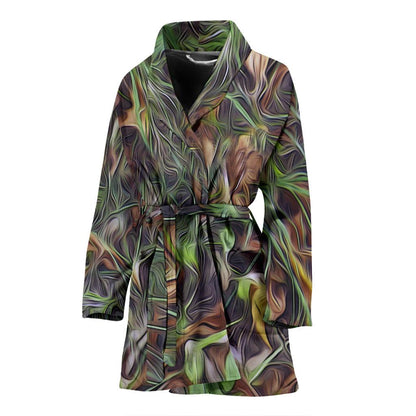 Camouflage Realistic Tree Print Women Bath Robe-JTAMIGO.COM