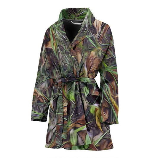 Camouflage Realistic Tree Print Women Bath Robe-JTAMIGO.COM