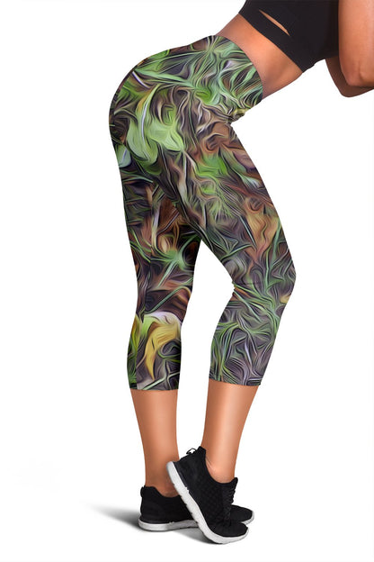 Camouflage Realistic Tree Print Women Capris