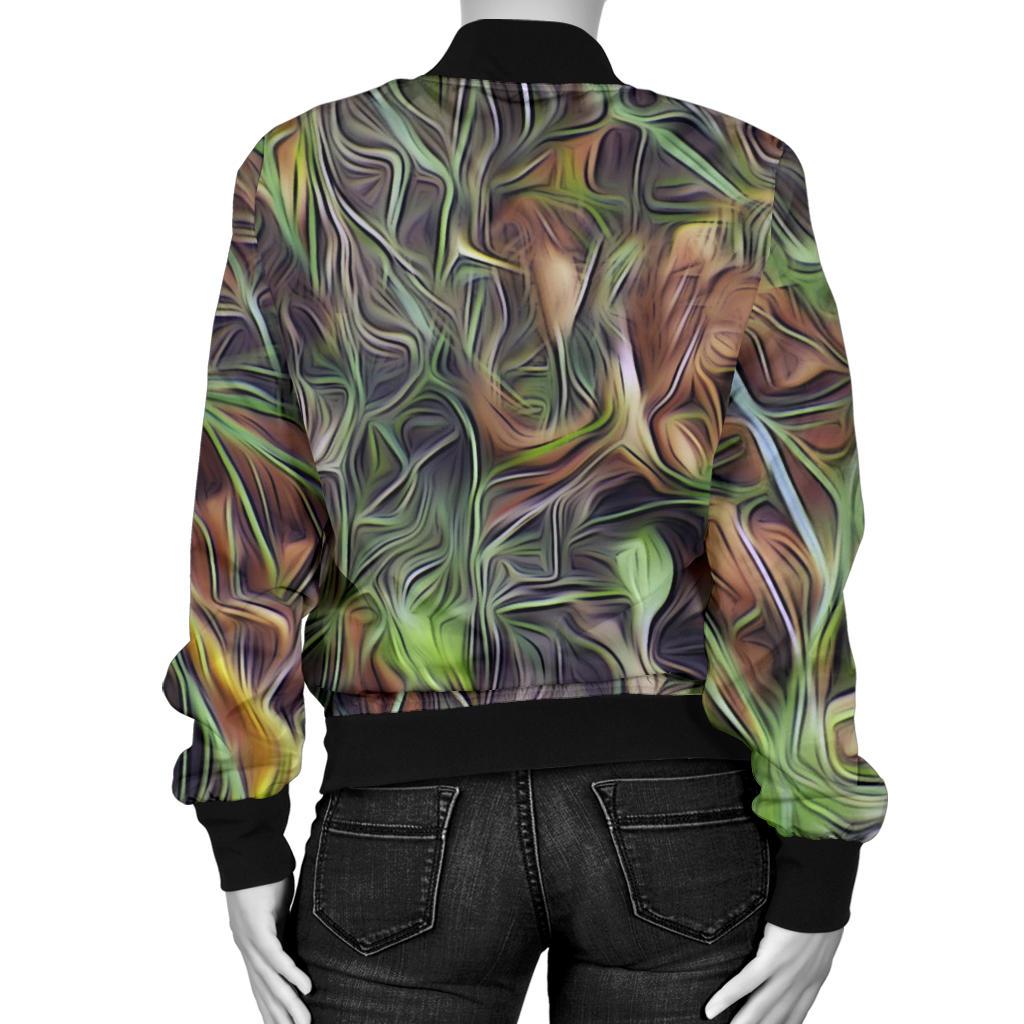 Camouflage Realistic Tree Print Women Casual Bomber Jacket