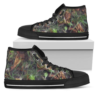 Camouflage Realistic Tree Print Women High Top Shoes