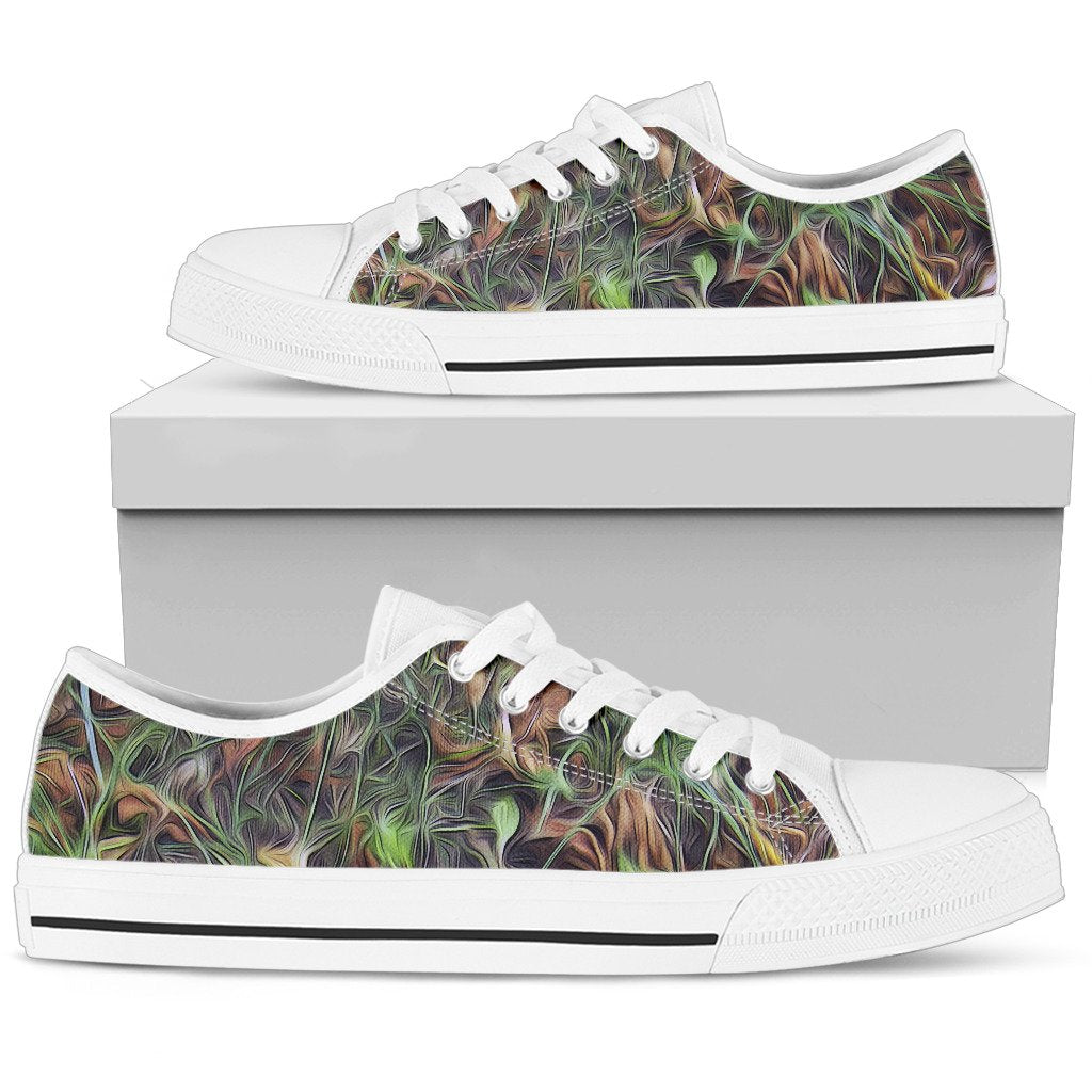 Camouflage Realistic Tree Print Women Low Top Shoes