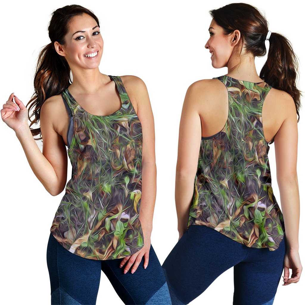 Camouflage Realistic Tree Print Women Racerback Tank Top