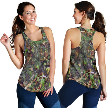 Camouflage Realistic Tree Print Women Racerback Tank Top