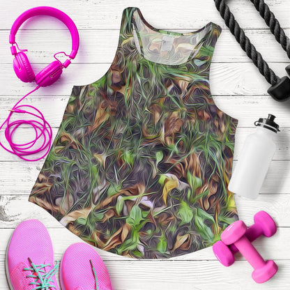 Camouflage Realistic Tree Print Women Racerback Tank Top