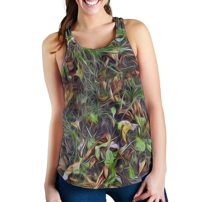 Camouflage Realistic Tree Print Women Racerback Tank Top