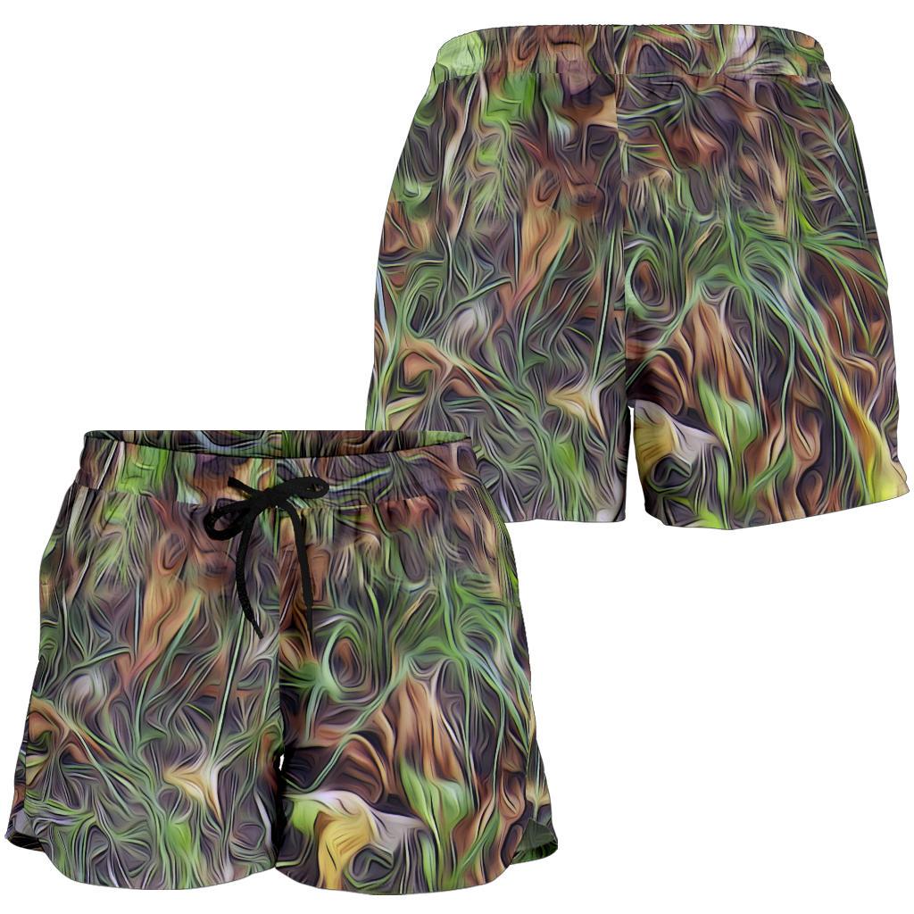 Camouflage Realistic Tree Print Women Shorts-JTAMIGO.COM