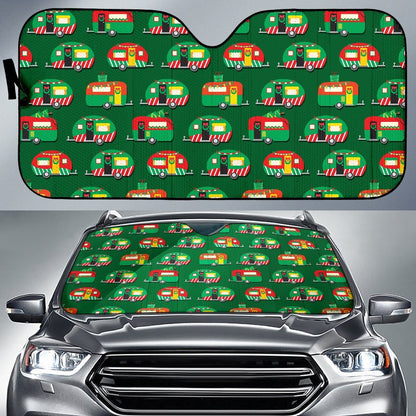 Camper Camping Christmas Themed Print Car Sun Shade For Windshield