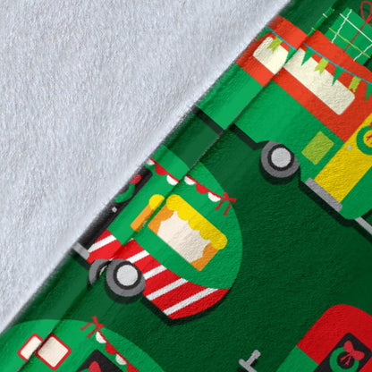 Camper Camping Christmas Themed Print Fleece Blanket